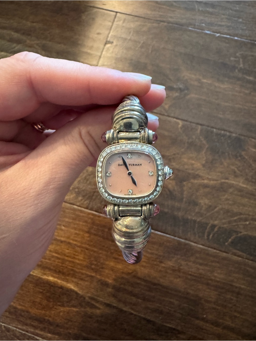 David Yurman Pink Dial Diamond Cable-Style Bracelet Watch